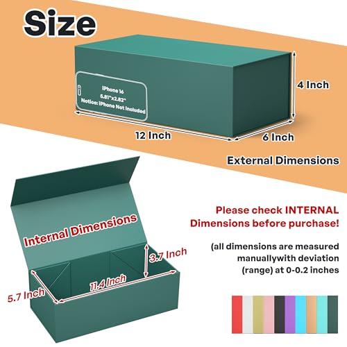 RYDDOY Green Gift Box, 12x6x4'' Gift Boxes with Lids for Presents - color: Forest Green, size: 12 x 6 x 4 Inch