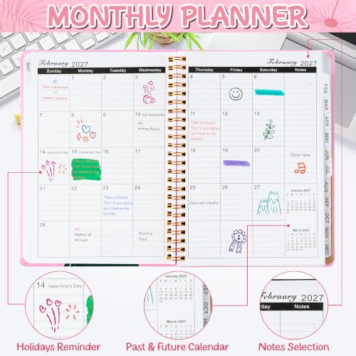 Xqumoi 2027 A5 Planner Wildflowers Sweary Weekly and Monthly Planner Gift - color: Pink Wildflower 2027, size: A5