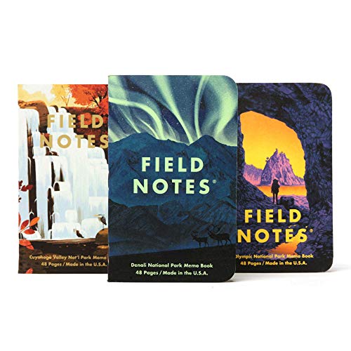 Field Notes: National Parks Series (Series E - Denali, Cuyahoga, Olympic) - Graph Paper Memo Book 3-Pack - 3.5 x 5.5 Inch - color: Series E - Denali, Cuyahoga, Olympic