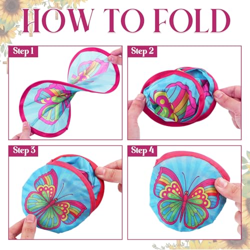 Gejoy 24 Pcs Colorful Butterfly Foldable Hand Fans Flying Disc 8 Style - color: Colorful Butterflies
