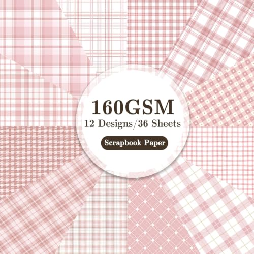 36 Sheets Scrapbook Paper 12x12 In Plaid Patterned Paper (Pink) - color: Pink