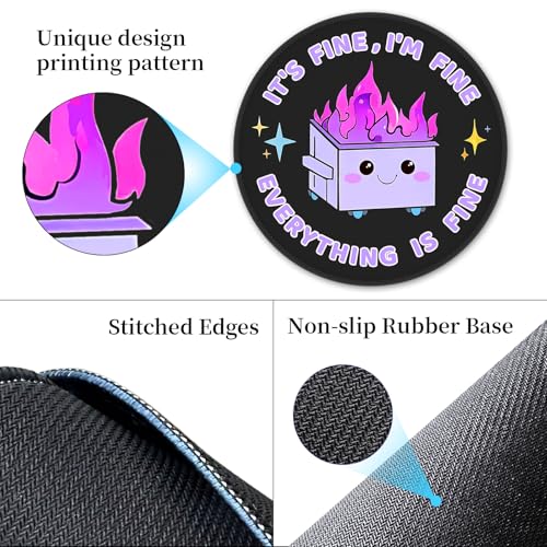 Hancynir 2Pcs Dumpster on Fire Mouse Pad, Funny Mousepad for Desk 8.6 in - color: 00-2 Dumpsters Purple & Pink