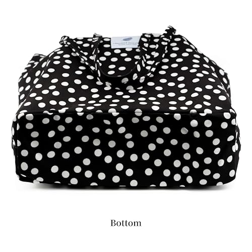 Corduroy Tote Bag Cute Tote Bags for Women Shoulder Bag with Inner Pocket for Work Beach Travel and Shopping Grocery - style: Black and White Dots
