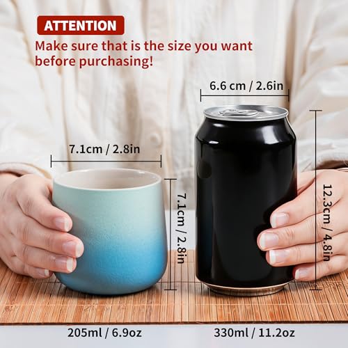 TEANAGOO Japanese Tea Cup, 7.2Oz / 205 ml, Japansese Cups,Chinese Tea Cups, Asian Tea Cups No Handles, Ceramic Cup For Japanese, Blue White Gradient, 4 Pcs/Box, H31 - color: Blue White Gradient, size: 7.2 fl oz (4-Count)
