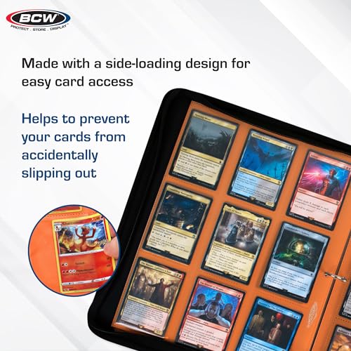 BCW Double-Sided 9-Pocket Pages Holder - 10 Orange Pages | Trading Card Binder Sheets | Secure Side Loading | Ideal Card Storage and Display Solution - color: Orange