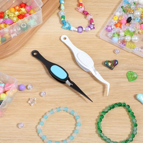 Ymapinc 2PCS Reverse Tweezers for Crafting - Stainless Steel - color: Black+white