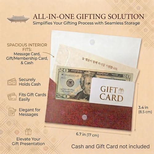 Premium Hanbok Money Envelopes & Cards - Golden Traditional 6 Pack