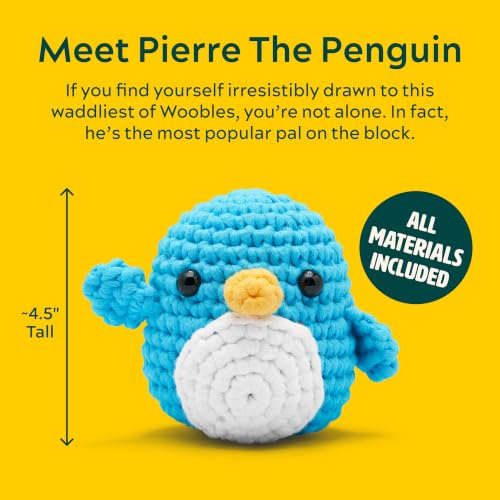 The Woobles Beginner Crochet Kit with Scissor - Pierre the Penguin - color: Pierre The Penguin, size: With Scissor Kit