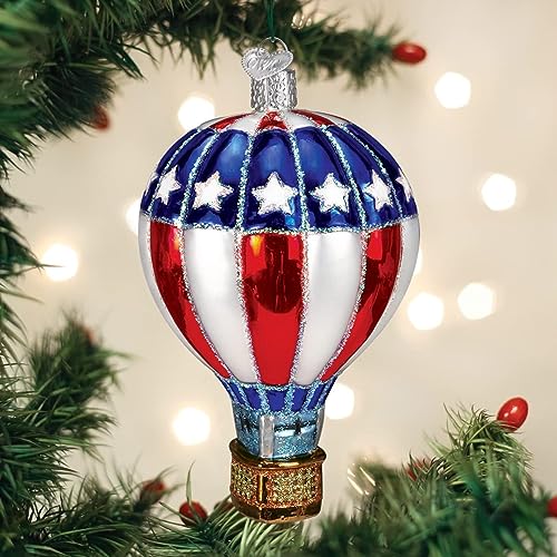 Old World Christmas Hot Air Balloon Glass Blown Ornament for Christmas Tree, Handcrafted Holiday Decoration, Patriotic Collection - style: Patriotic Hot Air Ballon