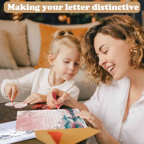 160 Pcs Stationery Set with Envelopes, 50 A5 Sheets of Stationery (10 Designs) with 50 Envelopes and 60 Stickers, Letter Writing Stationery for Home, Office, School, Set B - color: Ink painting stationery