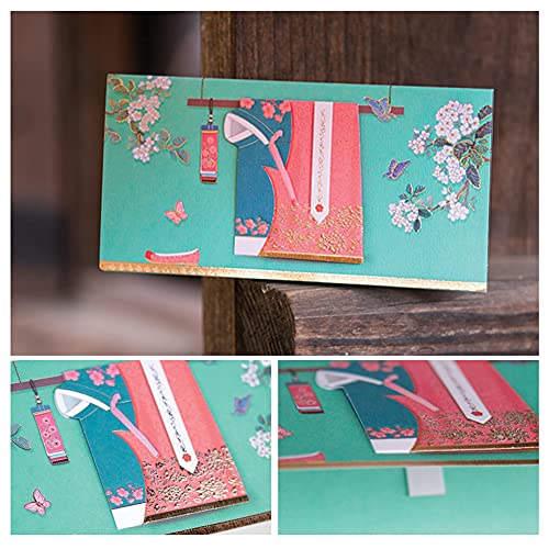(Pack of 6) Korean Traditional Clothes - Hanbok envelope Money Gift Envelopes for New Year, Birthday, Wedding