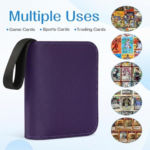 1 Pocket Card Binder–Collectible Trading Card Album, Single Card Holder with 20 Pages, Holds 40 Cards, Side-Loading Mini Binder for TCG, MTG, Sports, Baseball, Football, Small Sports Card Book,Purple - color: Purple