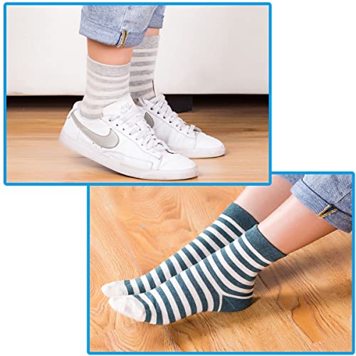 MAGIARTE Womens Mini Crew Cotton Socks,6 Pairs - color: Color#01-stripe