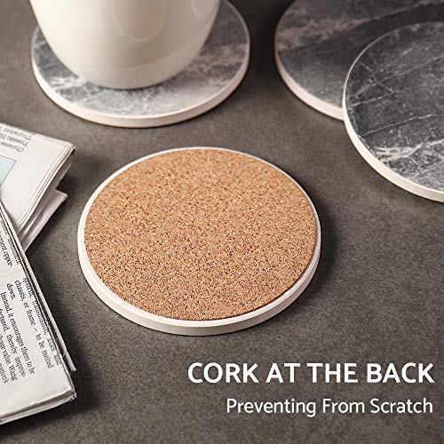LIFVER Coasters for Drinks Absorbent, Living Room Decor, Ceramic Coasters Set of 6 with Cork Base, Protect Wooden Table or Furniture from Scratched, Drink Coasters with Holder - Grey - color: Cement Marble, size: 6 Pack