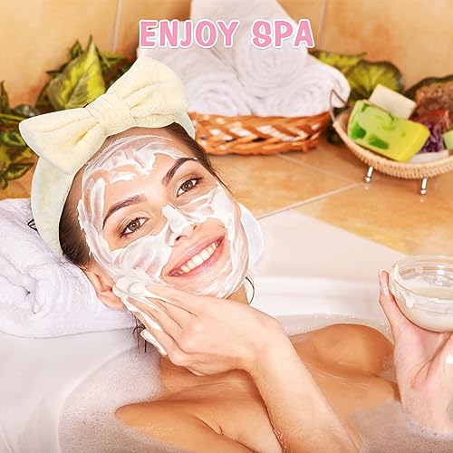 8 Pcs Spa Headband for Women Facial Skincare Makeup Headbands Coral Fleece - color: Black, khaki, beige, white, light blue, light purple, ivory pink, light pink