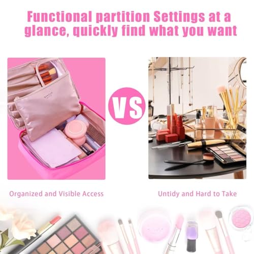 Queboom Travel Makeup Bag Cosmetic Bag Toiletry Bag for Women & Men, Blush - color: Light pink-1pcs