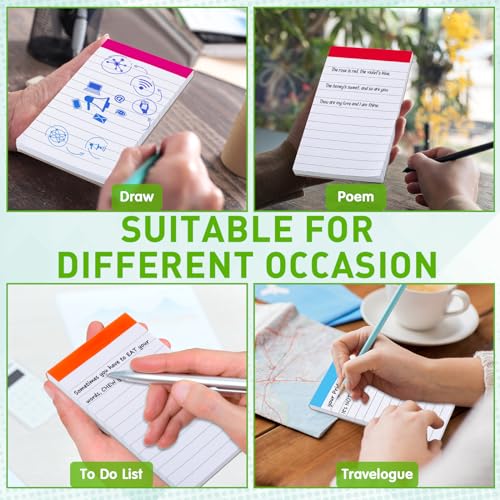 16 Pcs Small Notepads 3'' x 5'' Lined Writing Note Pad, Vibrant Color - color: White, style: Line