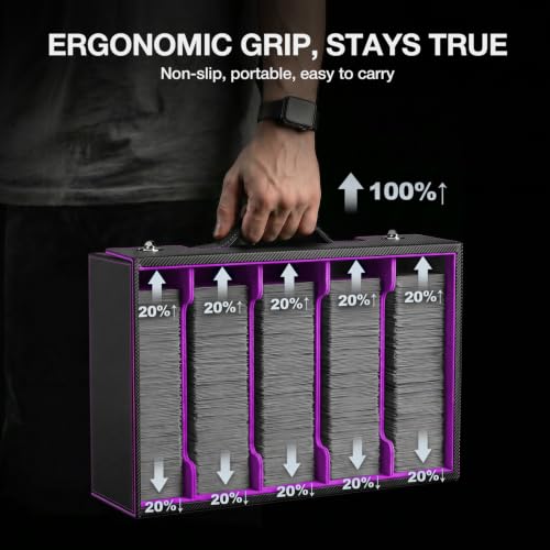 Trading Card Storage Box 3900+ with Handle, Black Purple - color: Black Purple, size: 3900+ with Handle & Metal Latch