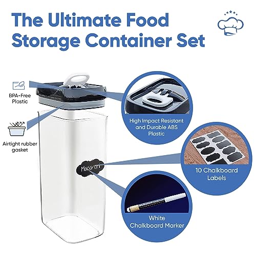 Chef's Path Airtight Food Storage Boxes with Labels - Kitchen Storage - Flour, Cereal, Pasta - Plastic Storage Boxes with Lids (4pcs-3.2L) - color: 4 Pack - 3.2l