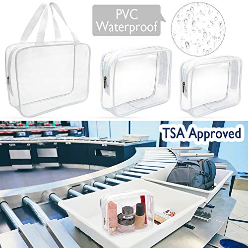 APREUTY 6 Packs Clear Makeup Bags, TSA Approved Toiletry Bags Set, White - color: White-6PCS (Large+Medium+Small)