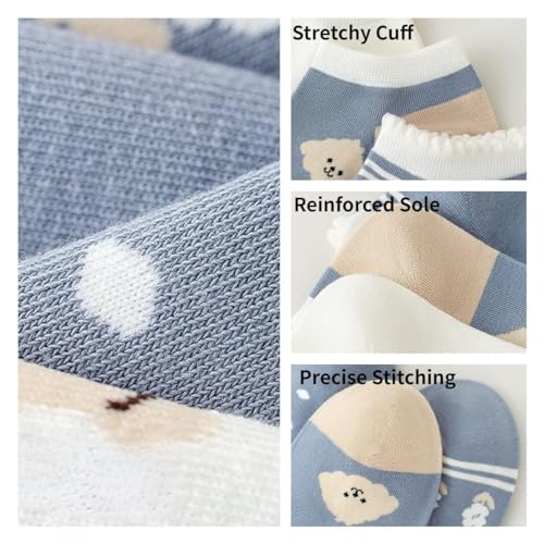 Cute Animals/Flowers Patterned Ankle Socks for Women - color: 5 Pairs-dog