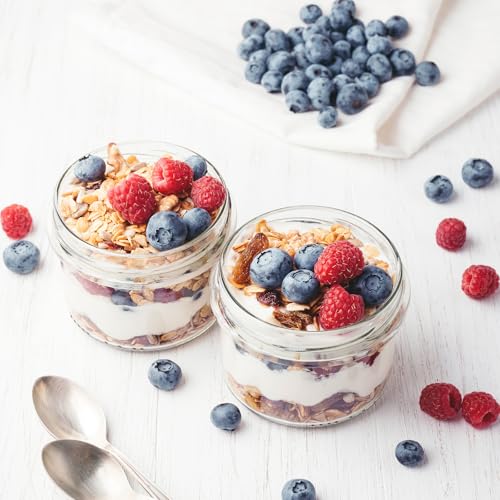 SHOWIN Overnight Oats Containers with Lids, 10oz Glass Jars with Lids 4 pcs, Wide Mouth Mason jars for Salad, Yogurt, Snacks, Meal Prep - color: Multicolor, size: 10oz-4pc