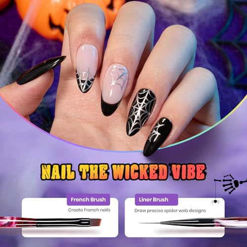 Beetles Halloween Nail Art Brushes, Blood Entwined Nail Art Pens 6pcs - color: D-Black-6