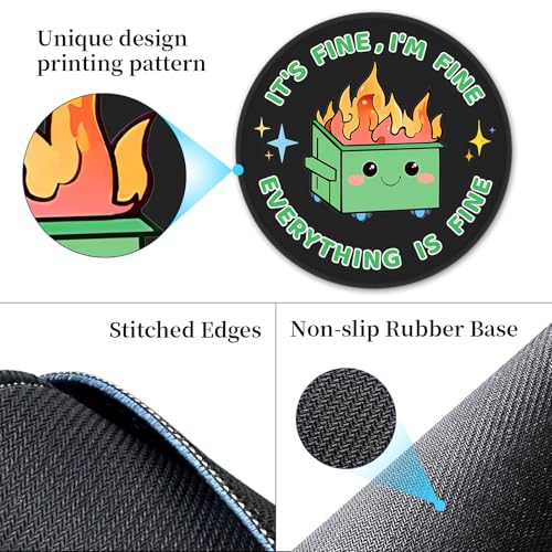 Hancynir 2Pcs Funny Mouse Pad, Dumpster on Fire Round Mousepad for Desk - color: 00-2 Dumpsters Blue & Green