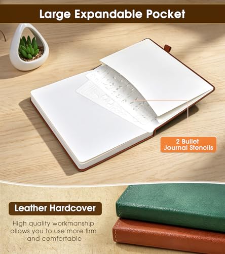 Journal Notebook, A5 Leather Hardcover Blank Sketchbook, 160 Pages, 180° Lay-Flat Binding, 100 GSM Thick Paper, for Sketching, Drawing, Art Journaling & Creative Writing (Brown) - color: Brown, size: Plain