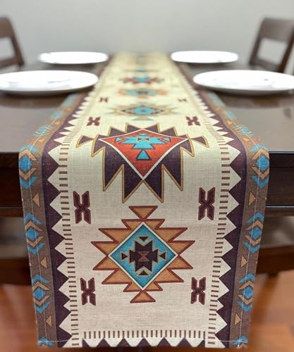 Aztec Southwest Geometric Table Runner 70x13 Inches - color: Aztec