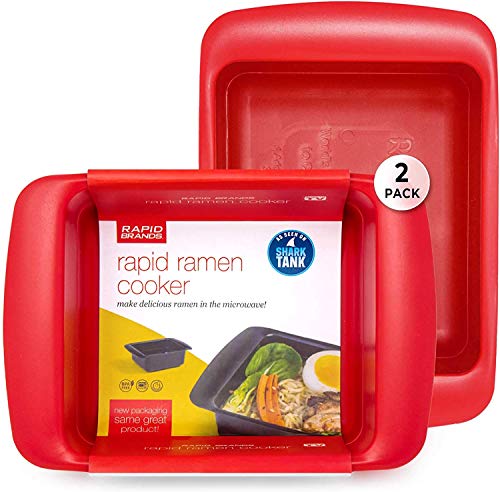 Rapid Ramen Cooker | Microwave Ramen in 3 Minutes | Perfect for Dorm, Small Kitchen, or Office | Dishwasher-Safe, Microwaveable, BPA-Free (Red, 2 Pack) - color: Bright Red, size: 2 Pack Standard