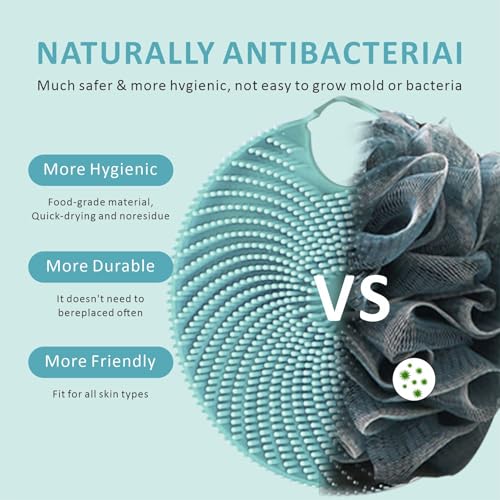 Soft Silicone Face Scrubber with Body Scrubber for Shower Gentle Exfoliating-Facial Exfoliator Scrubber Brushes for Sensitive Skin Deep Cleansing- Gift Women Men Skin Care Tool - color: ( Set)green+green