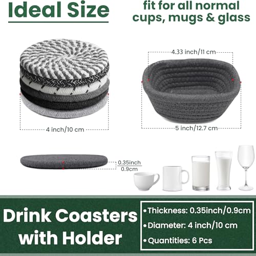 Drink Coasters with Holder, Set of 6 - color: Mix Color - Style 2