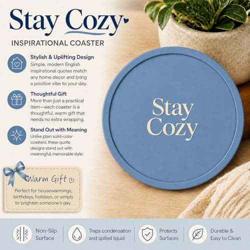 HiramWare Silicone Coasters Set of 6, Premium Drink Coaster with Holder, Non-Slip, Non-Stick, Dishwasher Safe, Perfect for Hot and Cold Drinks, Protect Your Desks and Tables(6 Morandi Blue) - color: Morandi Blue