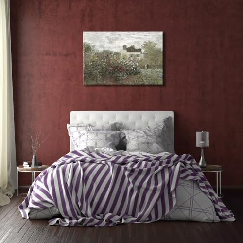 Huabsad Vintage Landscape Monet Flower Oil Painting Canvas Wall Art Antique Cottage Outdoor Garden Roses Lover Wall Decor Rustic Farmhouse Living Room Aesthetic Prints 16x24in Wrapped Canvas - color: Oil painting02, size: 16x22in Wood Framed