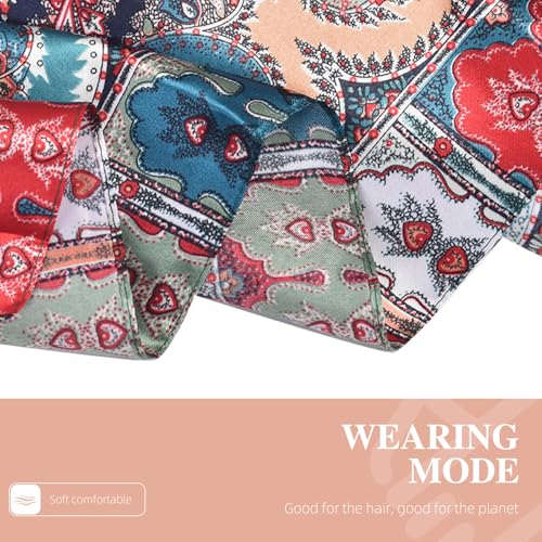 35 Inches Silk Head Scarf-Satin Hair Scarves Silk Bandana Scarf Headscarf for Women's Fashion Scarves - color: Cashews With Buddha-blue