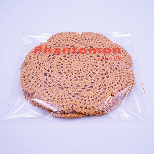 Phantomon 8 Inch Doilies Crochet Round Lace Doily Handmade Placemats 100% Cotton Crocheted Coasters, Pack of 4 (Yellow) - color: Yellow