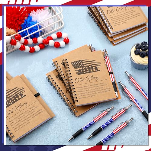 Resurhang 24 Pcs Army Veterans Day Gifts Bulk American Flag Notebook Pens - style: Army Style