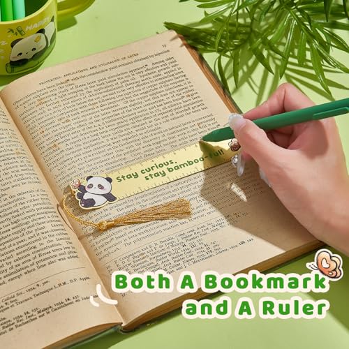 4 PCS Panda Bookmark Rules, Funny Metal Book Marks for Reading Women, Teens Teacher Planner,Book Lovers Gifts - style: Panda Ruler