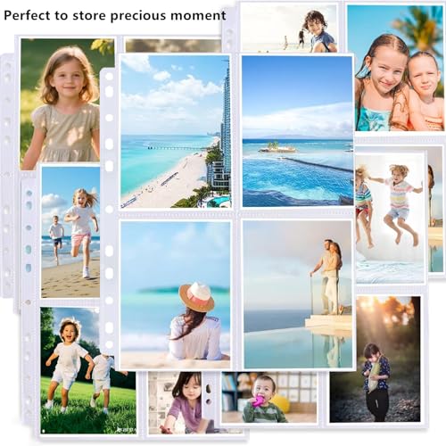 100 Pack Photo Sleeves Holds 800 3.5"x5" Photos, Clear Photo Page Protector for 3 Ring Binder, Double-Sided Photo Album Refill Pages Photo Pockets Photo Sleeves Binder Sheets - size: 3"x5"