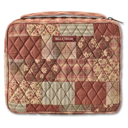 Bella Taylor Bible Cover, Quilted Bible Case, Burgundy Patch - color: Burgundy Patch, size: Large