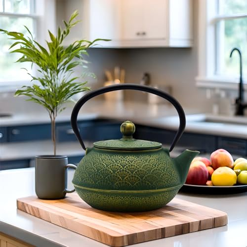 30.4oz Small Cast Iron Tea Kettle Teapot for Stovetop,Green Tea Pot