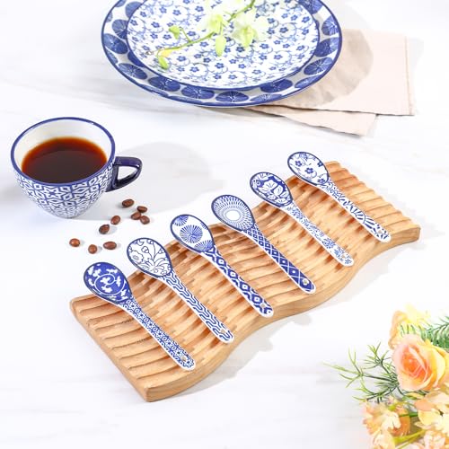 Selamica 5.2 Inch Ceramic Coffee Spoons, Set of 6, Vintage Blue - size: 5.2 Inch, style: Vintage Blue