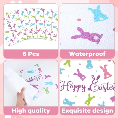 Easter Placemats Set of 6 Rabbit Eggs Plastic Table Mat 17×13×0.04in - style: Easter Bunny