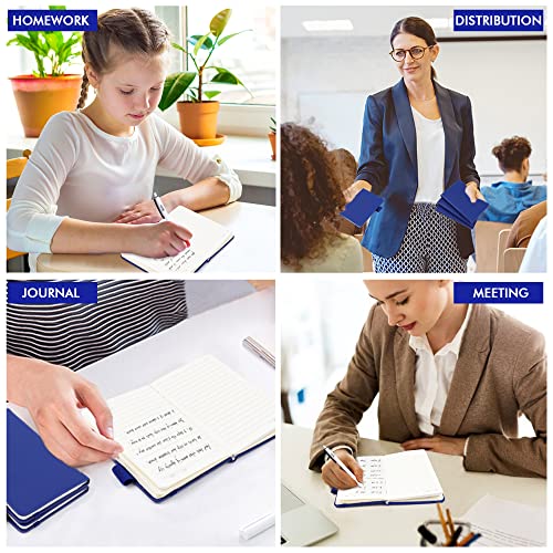 feela 6 Pack Pocket Mini Notebooks Bulk, Small Cute Memo Notepads Hardcover College Ruled Lined Journals with Pen Holder for School Business Work, with 6 Black Pens, 3.5”x 5.5”, A6, Navy - color: A6 6 Navy