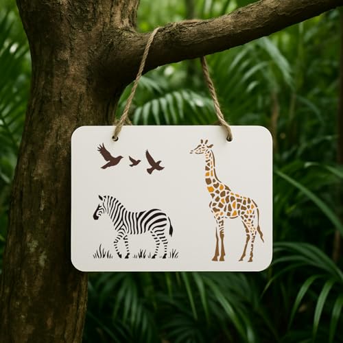 20Pcs Forest Animals Stencil PET Painting Templates Owls Eagle Deer Elephant Leopard Inlay Border Stencils for Furniture Reusable DIY Craft for Wall Wood Fabric Canvas Paper Home Decor - color: animal