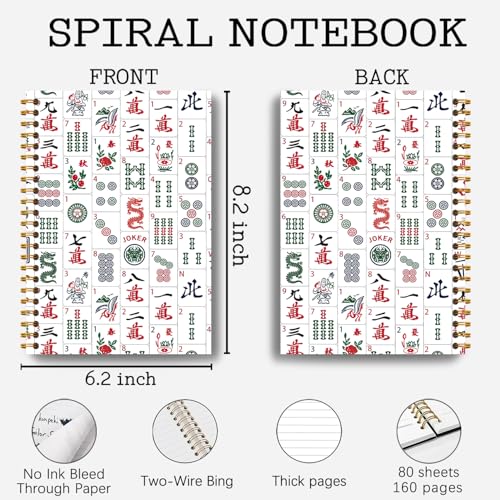Mahjong Accessories Notebook, Mahjong Gifts for Women Journal, Gifts for Mahjong Players Journal, Mahjong Hardcover Spiral Notebooks 5.5x8.3 Inch - color: Section 1