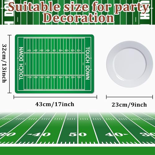 Football Placemats Set of 6 Sports Plastic Table Mat 17×13×0.04in - style: Football Field