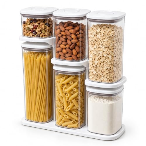 Pop Airtight Food Storage Containers with Lids, 6-Pc Set with Rack