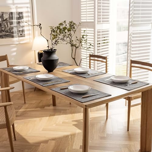 Demetex Placemats Table Mats Set of 4 Heat Resistant Washable Cloth Place Mats for Dining Table Holiday, Dark Grey - color: Dark Grey, size: Placemats set of 4